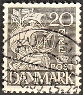 FRIMÆRKER DANMARK | 1933 - AFA 204 - Karavel 20 øre grå type I - Pragt Stemplet "AUNING"